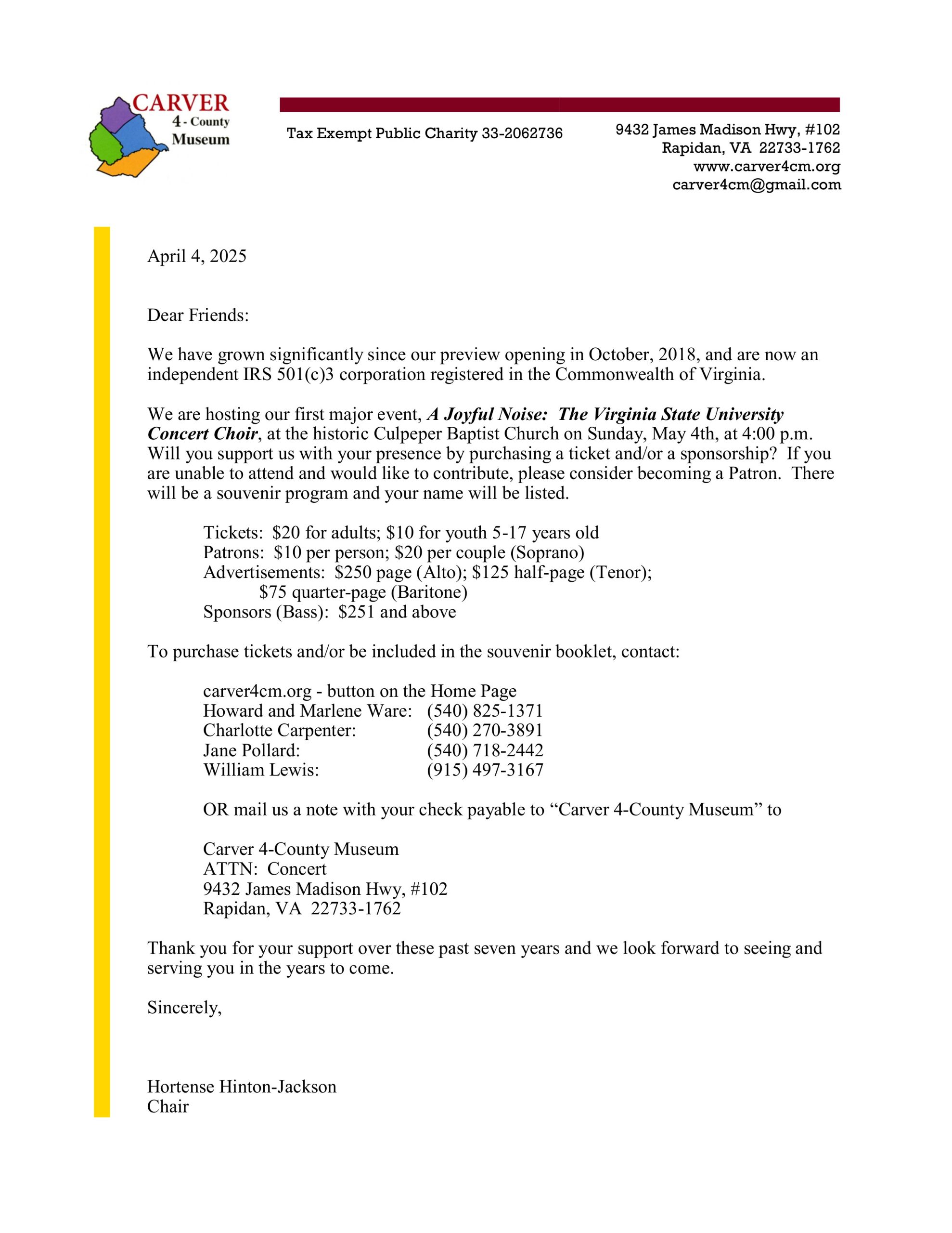Letter - Concert Sponsorship Letter - Concert Sponsorship
