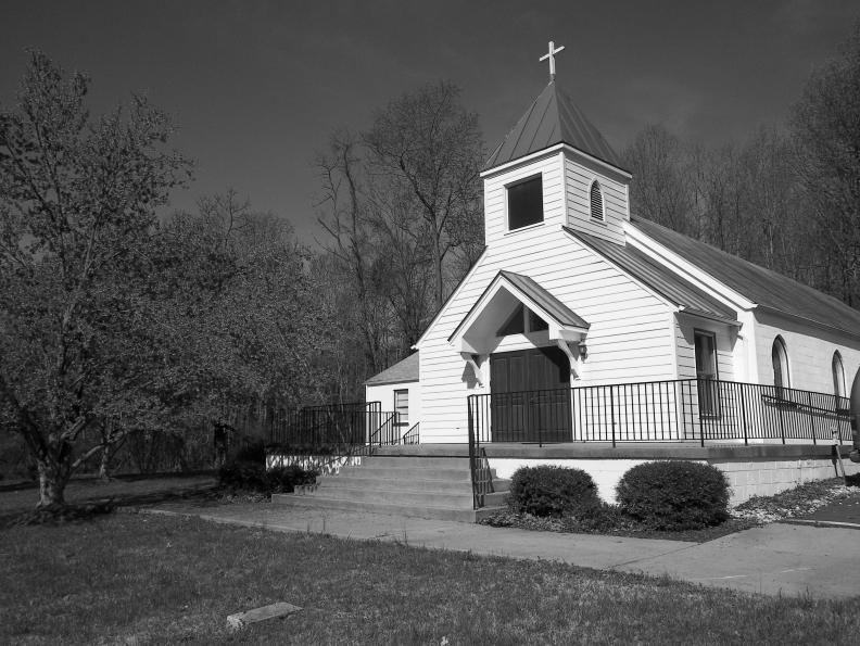 church front black and white